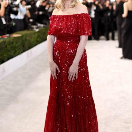 Kirsten Dunst Looks Stunning in a Sparkly Red Gown at the 2022 SAG Awards