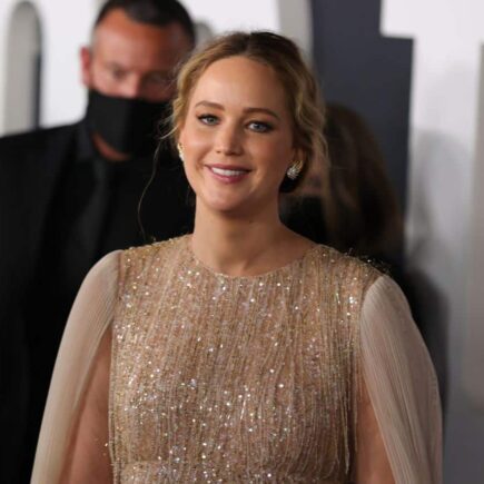 Jennifer Lawrence Glammed Up in a Golden Dress at “Don’t Look Up” Premiere