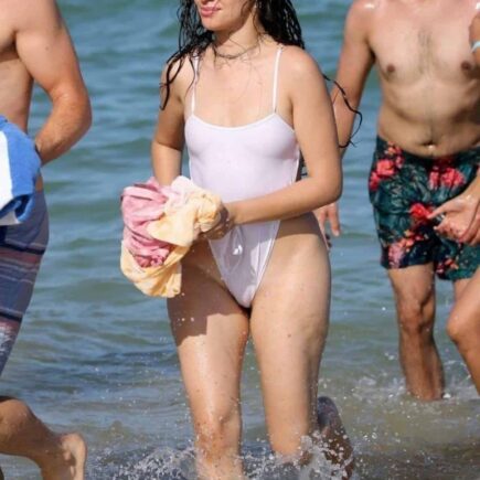 Camila Cabello Turns Up the Heat at the Beach in a White Swimsuit