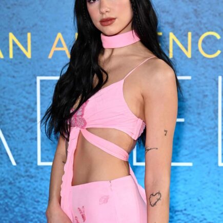 Dua Lipa Rocks a Pink Two-Piece Outfit at Adele’s Event in London