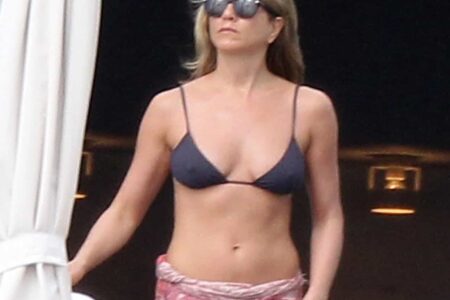 Jennifer Aniston Looks Breathtaking in a Bikini Top and Sarong in Cabo