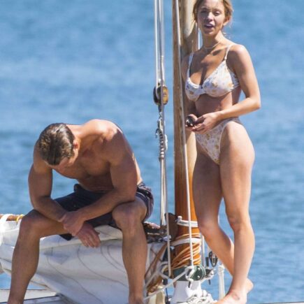 Sydney Sweeney Stuns on Set in a White Bikini on an Old Timber Yacht