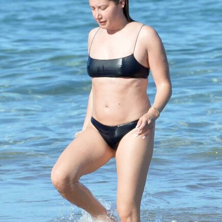 Ashley Tisdale Hits the Beach in a Black Bikini on Maui