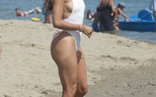 Eva Longoria is a Beach Goddess in an Eye-catching Swimsuit in Marbella