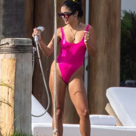 Vanessa Hudgens Flaunts her Incredible Body in a Pink Swimsuit in Mexico