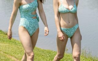 Alexandra Daddario Flaunts her Figure in a Bikini at the River in Louisiana