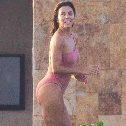 Eva Longoria Rocks One-shoulder Swimsuit in Cabo San Lucas