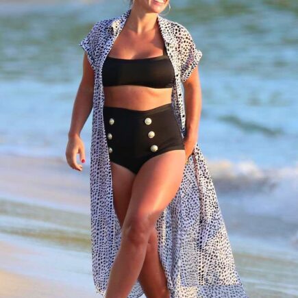 Coleen Rooney in Chic Black Bikini at the Beach in Barbados