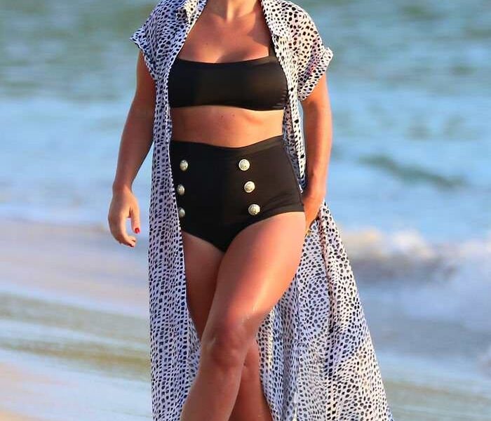 Coleen Rooney in Chic Black Bikini at the Beach in Barbados