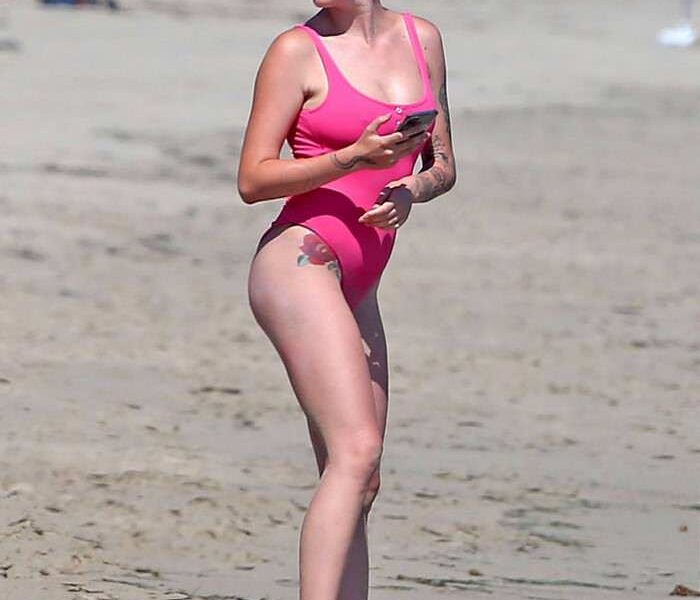 Ireland Baldwin in Pink Swimsuit Hits the Beach with BF in Malibu