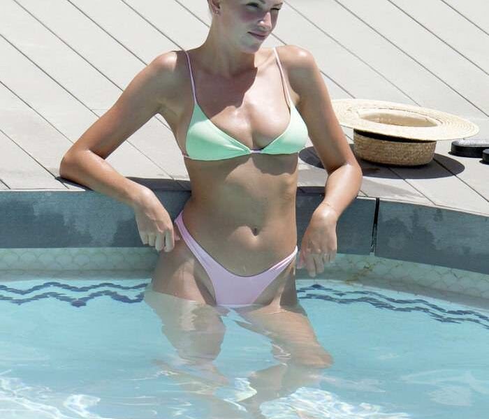 Zara McDermott in a Bikini at Hotel Pool in Marbella