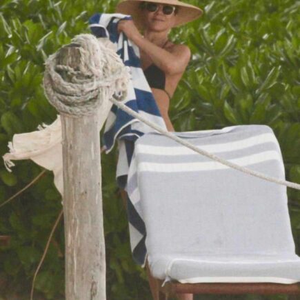 Jennifer Aniston in Black Bikini at the Beach in Tulum