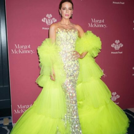 Kate Beckinsale in Sheer Neon Green Dress at Prince’s Trust Gala 2023