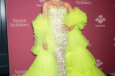 Kate Beckinsale in Sheer Neon Green Dress at Prince’s Trust Gala 2023