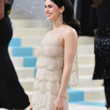 Alexandra Daddario Radiates Elegance at Met Gala 2023 in Sheer Dior Dress