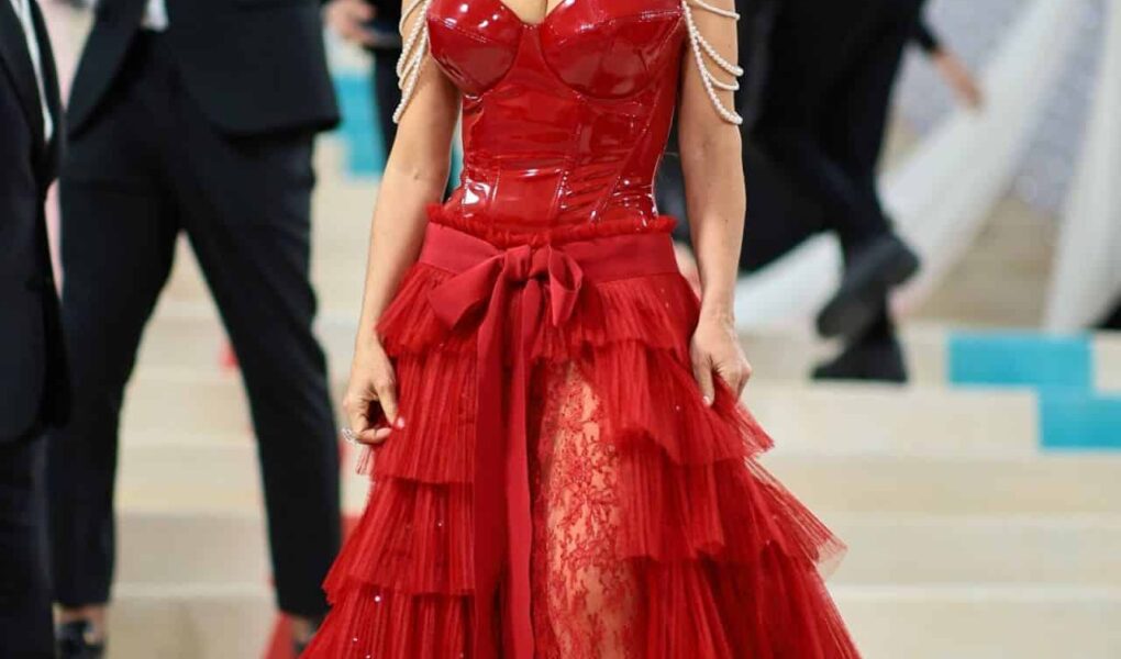 Salma Hayek Ignites the Met Gala 2023 in a Red Fiery Gucci Dress