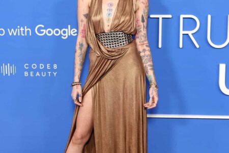 Paris Jackson Shines in a Gold Dress at the Fashion Trust U.S. Awards