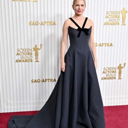 Michelle Williams Posing in Black Dior Dress at SAG Awards 2023