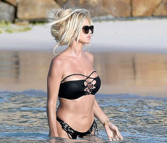 Victoria Silvstedt in a Bikini on the Beach in St. Barths