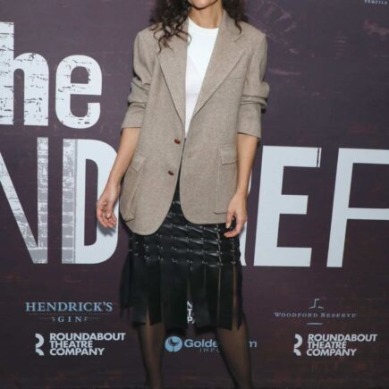 Katie Holmes in Leather Skirt at The Wanderers’ Off-Broadway Premiere