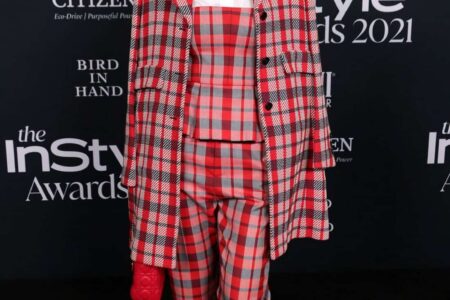 Alexandra Daddario Looks Chic in Red Plaid Set at InStyle Awards