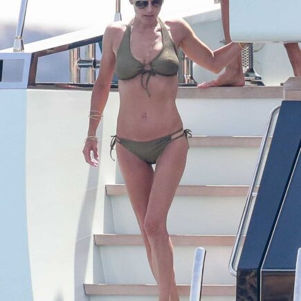 Jennifer Connelly Looks Sensational in Khaki Bikini on Yacht in Ibiza