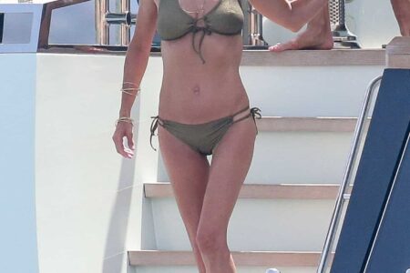 Jennifer Connelly Looks Sensational in Khaki Bikini on Yacht in Ibiza