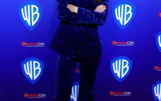 Olivia Wilde Stuns in a Blue Velvet Pantsuit at 2022 CinemaCon in Las Vegas