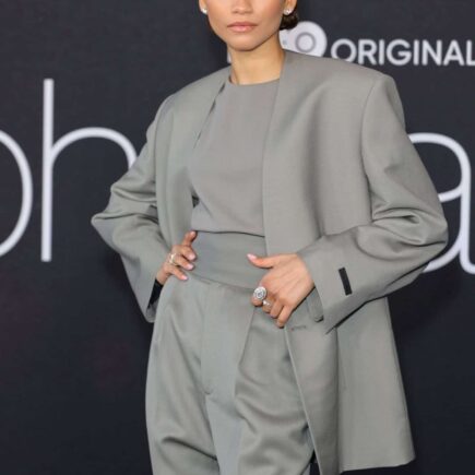 Zendaya Looked Stylish in a Gray Pantsuit at HBO Max “Euphoria” FYC Event