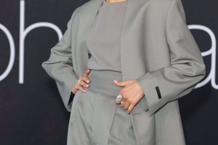 Zendaya Looked Stylish in a Gray Pantsuit at HBO Max “Euphoria” FYC Event