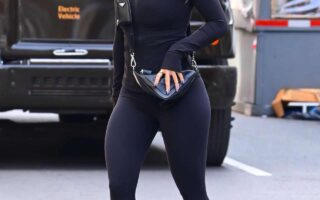 Rita Ora Looks Awesome in Black Tight Workout Gear and Prada Bag in NYC
