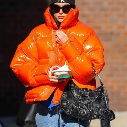 Dua Lipa Bundles Up in a Bright Orange Jacket as she Headed to the Gym