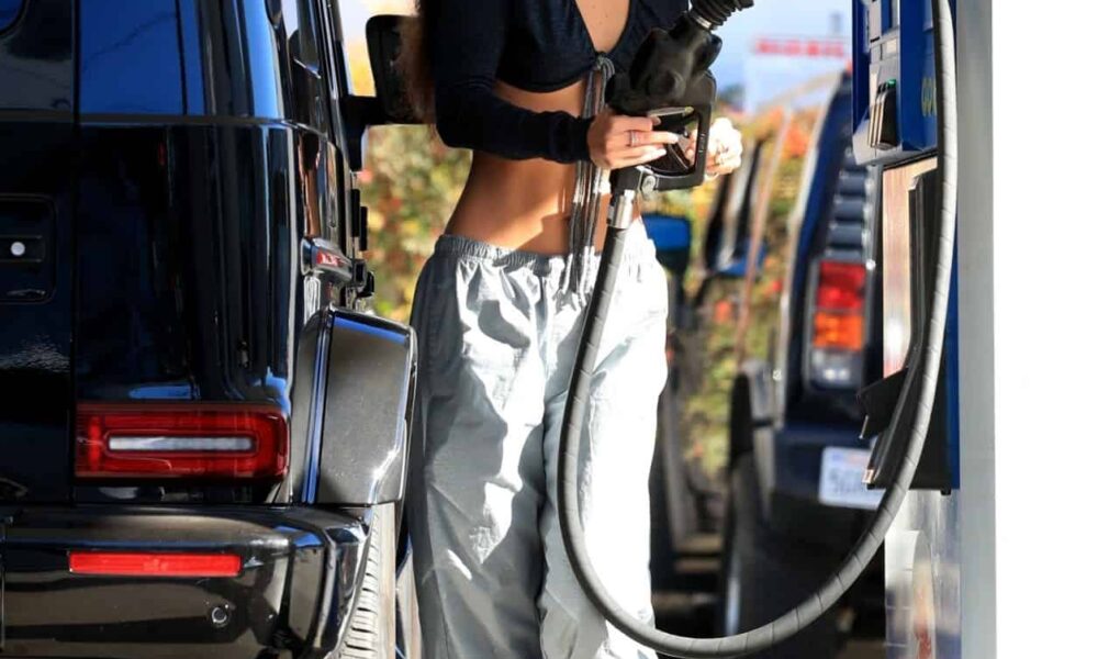 Bella Hadid Shows Off her Taut Abs at ExxonMobil Gas Station in LA