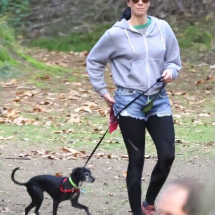 Sarah Silverman Takes Her Dog Mary for a Cozy Walk in a Park in Los Feliz