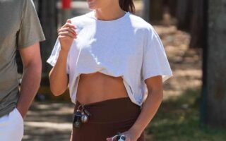 Kayla Itsines Displayed her Toned Abs as she Enjoyed a Stroll in Adelaide