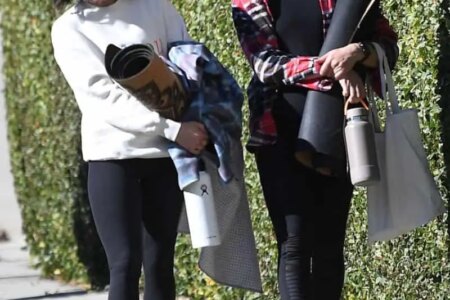 Lucy Hale Wore Slippers and a Sweatshirt as she Walked to Yoga Class