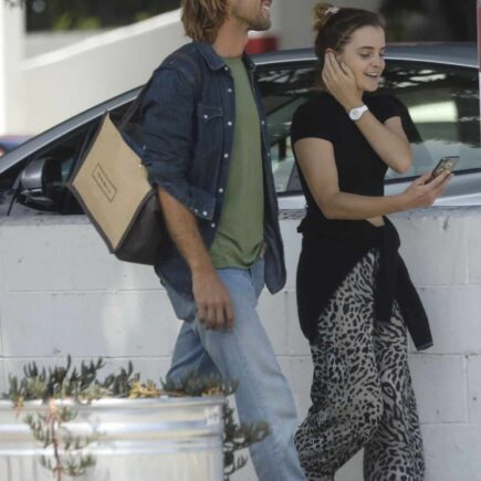 Emma Watson Looking Casual as Leaving Double Zero Pizza with a Friend in LA