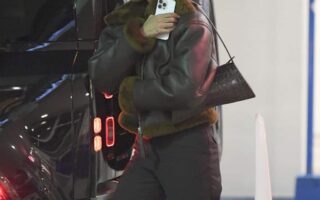 Hailey Bieber Looks Chic in a Pricey Shearling Leather Jacket in LA