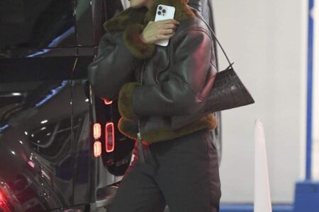 Hailey Bieber Looks Chic in a Pricey Shearling Leather Jacket in LA