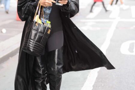Irina Shayk Looks Glamorous in a Black Leather Outfit as she Shops in NY