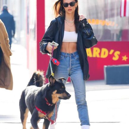 Emily Ratajkowski Out With Her Dog Colombo in New York