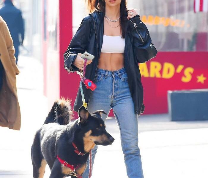 Emily Ratajkowski Out With Her Dog Colombo in New York