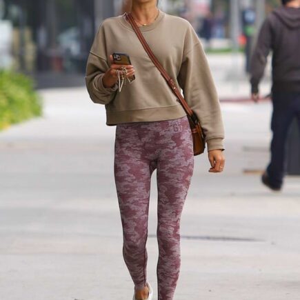 Alessandra Ambrosio in Gymshark Camo Seamless Leggings in LA