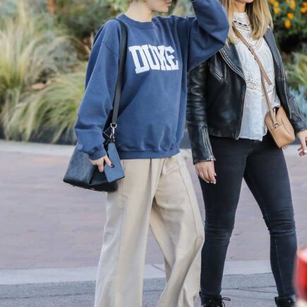 Selena Gomez in Blue Sweatshirt Out With Friend in Studio City