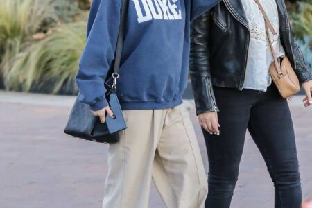 Selena Gomez in Blue Sweatshirt Out With Friend in Studio City