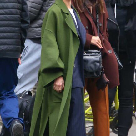 Zoe Kravitz in Green Coat Out in New York City