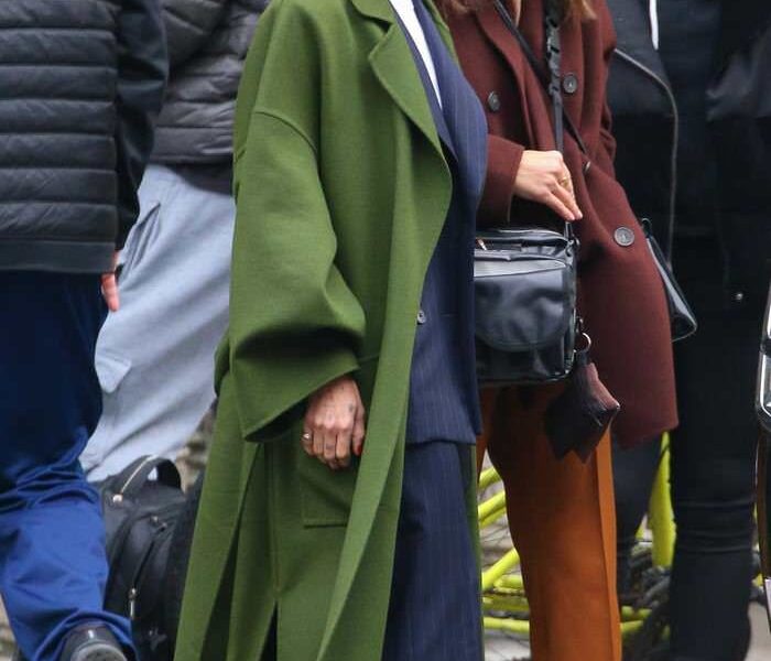 Zoe Kravitz in Green Coat Out in New York City