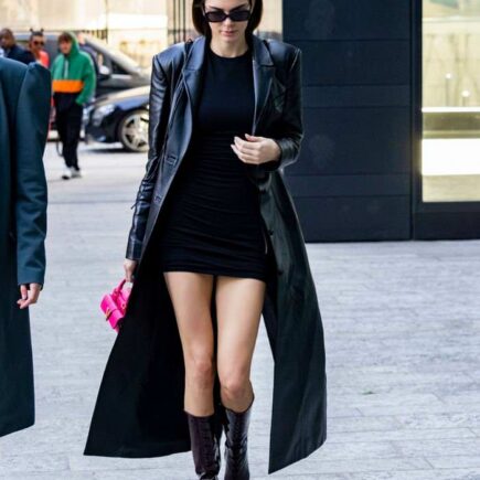 Kendall Jenner in Black Mini Dress Out in Milan