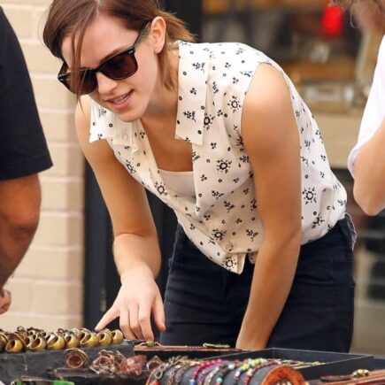 Emma Watson Enjoys Shopping for Jewelry from Street Vendors in NY