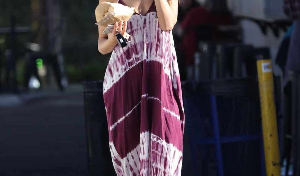 Eiza Gonzalez Oozes Beauty in a Lightweight Purple Maxi Dress in Los Feliz